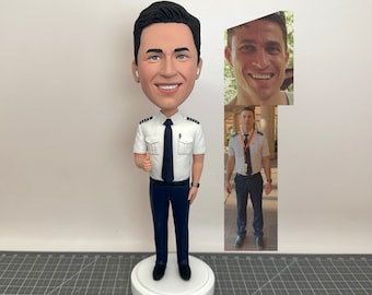 Custom Aircraft Commander Bobbleheads, Custom Captain Bobblehead Unique Christmas Gift, Custom Air Force Figurines, Custom Pilot Statues