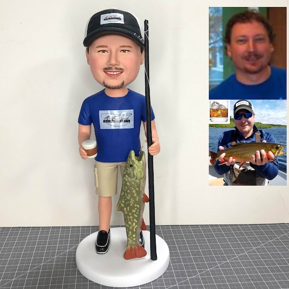 Personalized Fishing Bobblehead, Custom Fisherman Bobbleheads