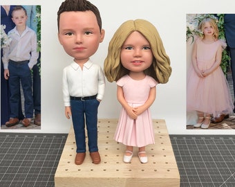 Custom Brother And Sister Bobbleheads Personalized Two People Bobbleheads Custom Couple Figurines, Custom Son And Daughter Figurines Gift