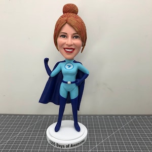 Bobblehead Personalizzato Fatto A Mano - Statuina Con Testa Oscillante, Base In Legno, Regalo Originale