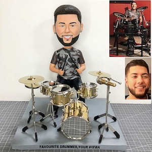 Custom Bobblehead Dolls Behind The Drum Set, Personalized Bobbleheads Drummers Gifts, Cool Gifts For Drummers, Birthday Gifts For Drummers