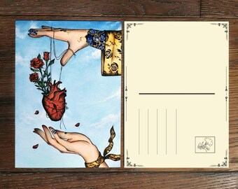 May include: A watercolor painting of two hands, one holding a red heart with a stem of red roses, and the other reaching out to receive it. The background is a blue sky with white clouds.