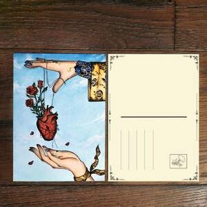 Carte postale artistique (5 x 7 po.) | Illustration unique à l'aquarelle et à l'encre de mains et de coeur (parfaite pour écrire, envoyer en cadeau et exposer)