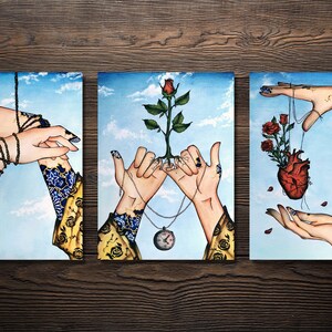 Jeu de 3 cartes postales (5 x 7 po.) | Illustrations uniques à l'aquarelle et à l'encre (parfaites pour écrire, envoyer en cadeau et exposer)