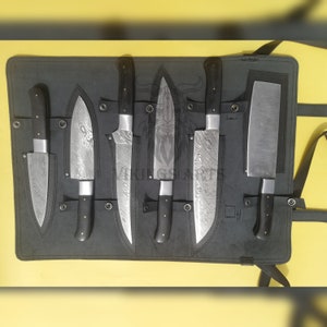 6 pcs Custom Handmade D2 steel chef set,chef knives,Damascus chef knife,Damascus chef set,kitchen knives USA, Best Gift present for him...