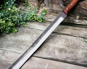 Custom Handmade Carbon Steel Blade Survival Machete Sword| Hunting Knife Camping