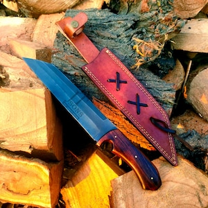 Handmade Viking Seax Knife: High Carbon Steel Blade, Leather Sheath