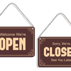 Double Sided Wooden Open Closed Sign: Business Decor (14.8 X 22.3 Cm ...