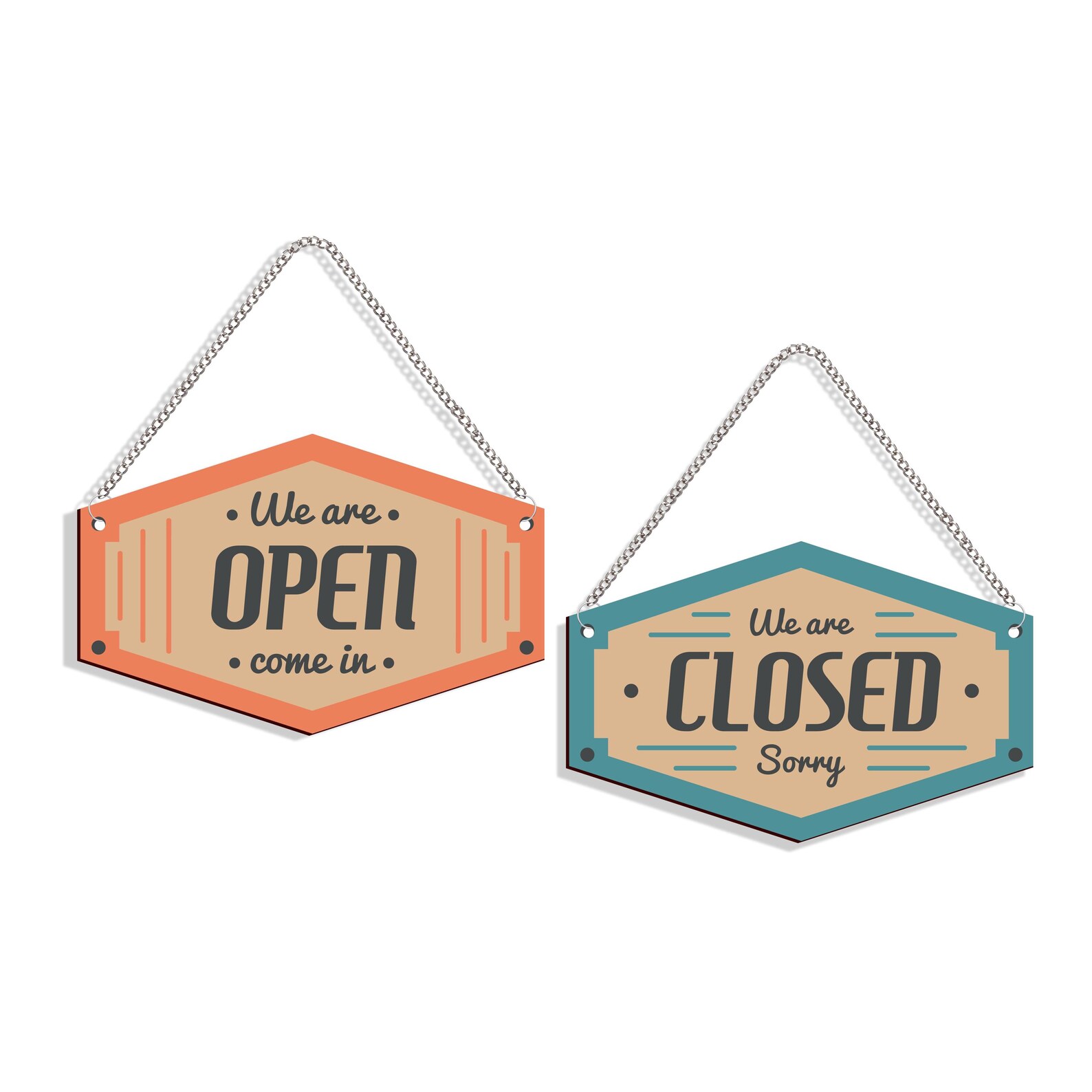 Double Sided Open Closed Sign: Business Decor With Chain - Etsy