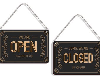 Wooden Open Closed Sign: Double Sided Shop Decor - Etsy