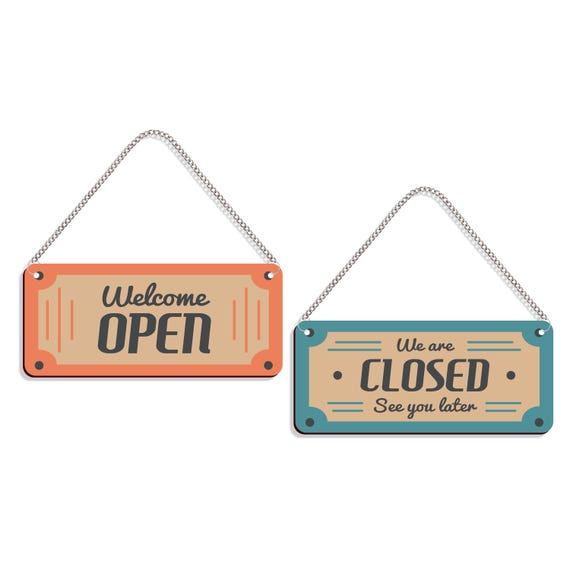 Double-sided Wooden Open Closed Sign: Business Decor (22.8 X 9.8
