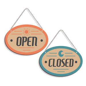 Double-Sided Wooden Open Sign for Business - Open Closed Sign for Window or Door, Open and Closed Signs, Decorative Open-Closed Sign
