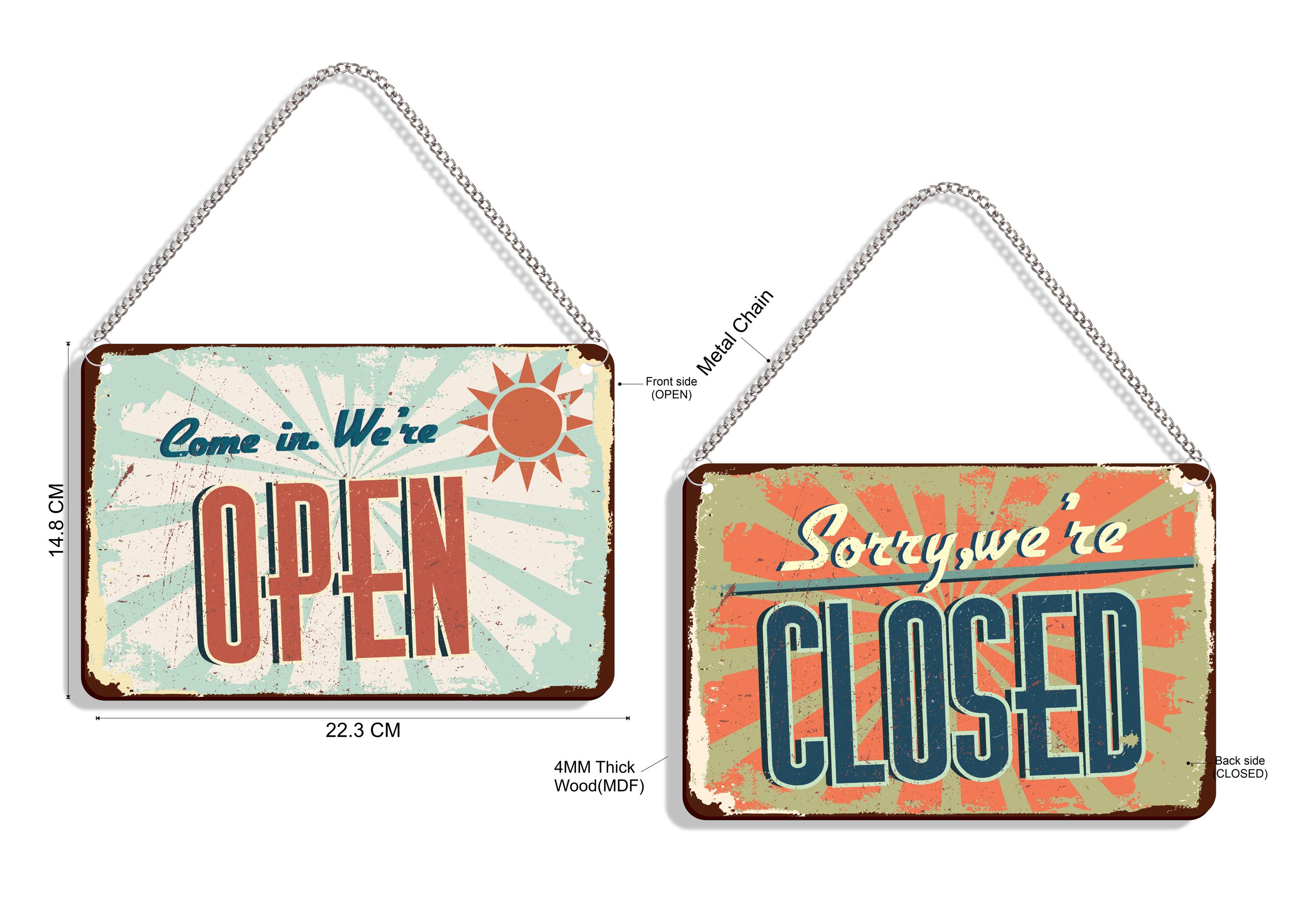 Vintage Look Open Closed Sign Board for Shop, Open Closed Sign for ...