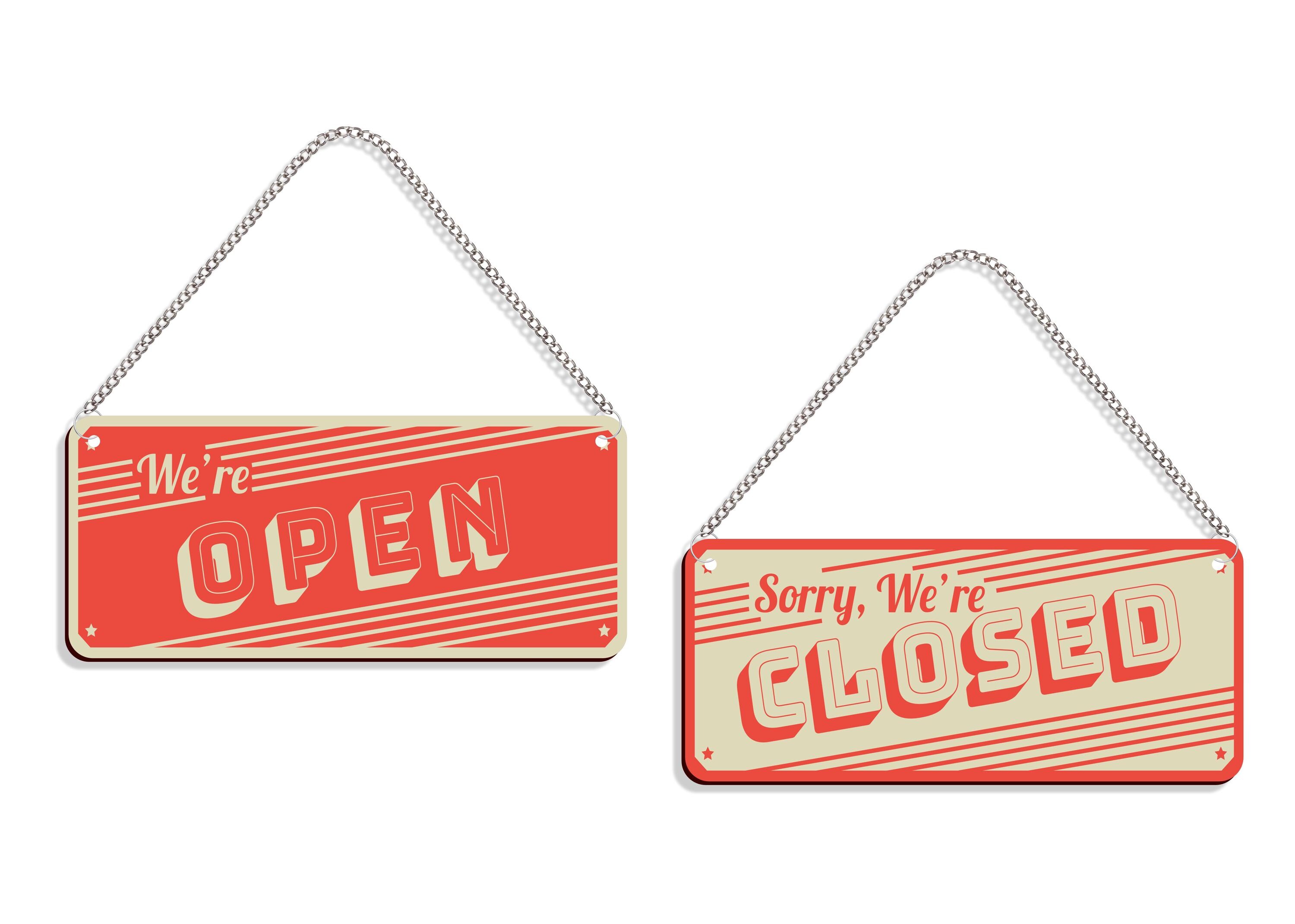 Double Sided Open Closed Sign: Wooden Business Sign With Chain - Etsy