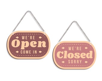 Open Closed Sign: Double-Sided Wooden Business Sign