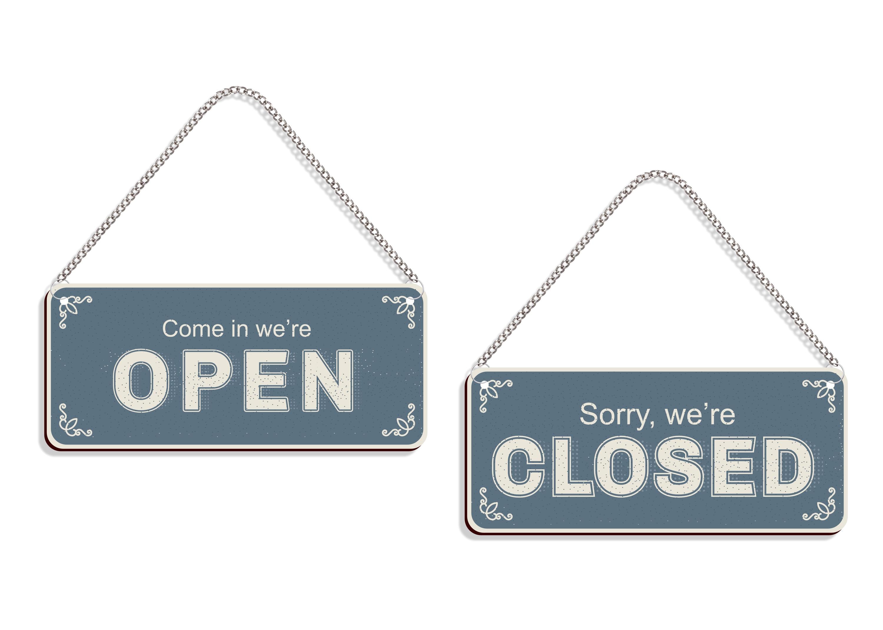Open Closed Sign Vintage Look | Board For Shop | | Double Side Wooden ...
