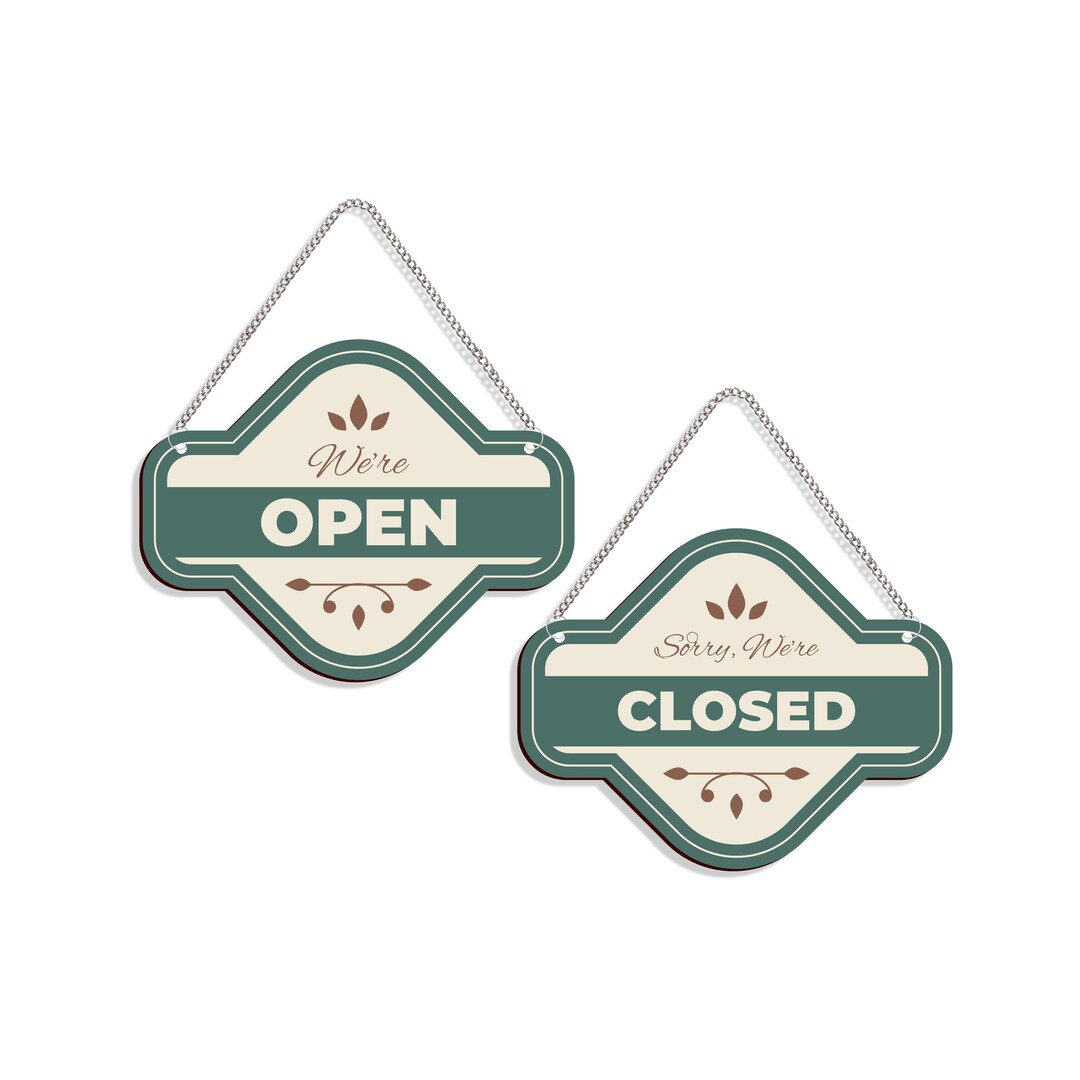 Double Sided Open Closed Sign: Business Decor With Metal Chain - Etsy