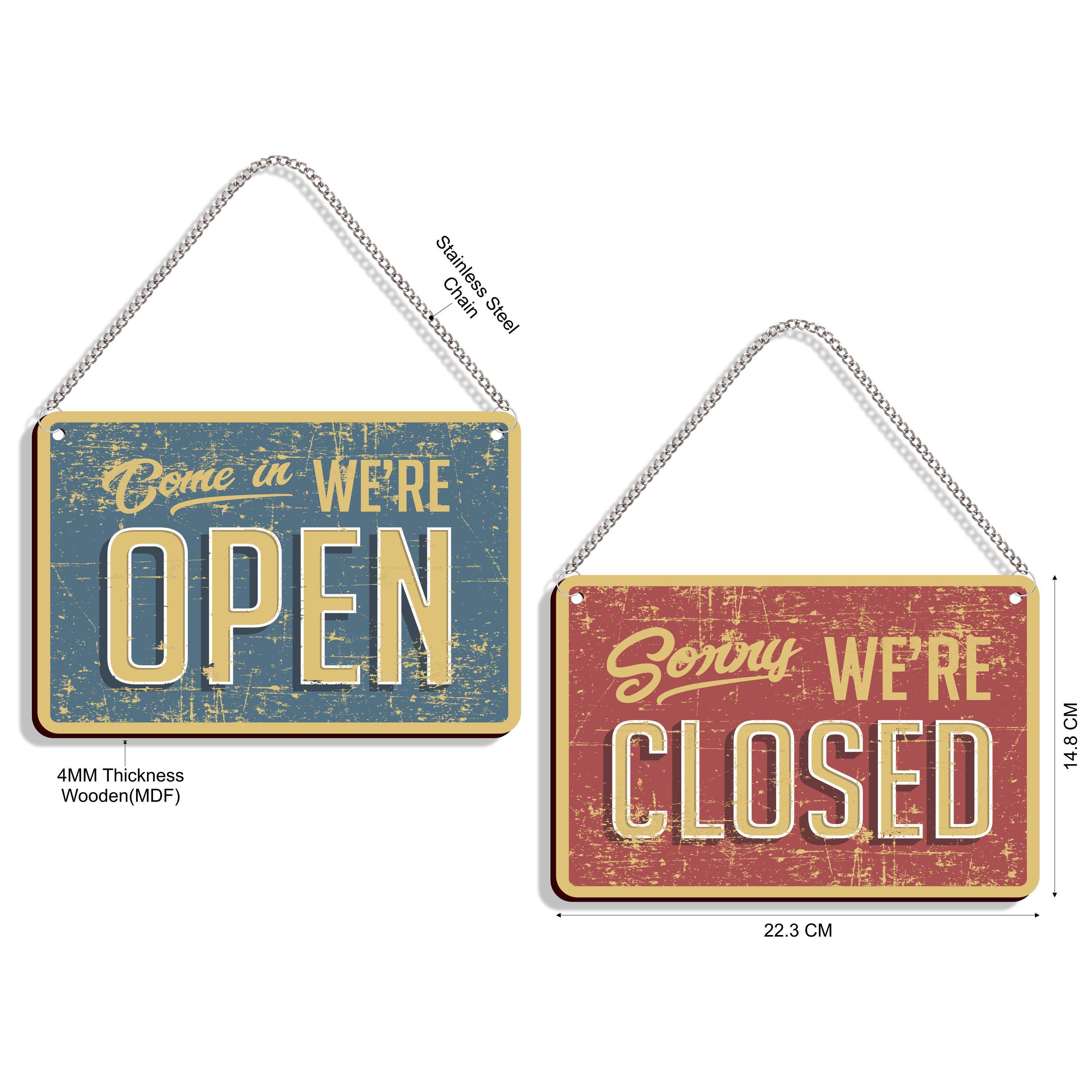 Vintage Double Sided Open-closed Sign With Metal Chain - Etsy
