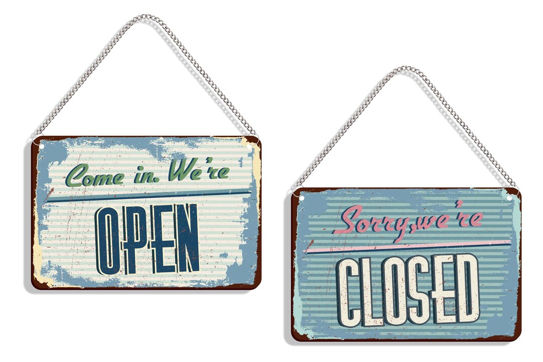 Vintage Look Open Closed Sign Board for Shop, Open Closed Sign for ...