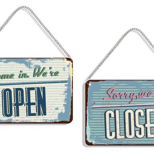 Vintage Look Open Closed Sign Board For Shop, Open Closed Sign For Business, Open Closed Sign