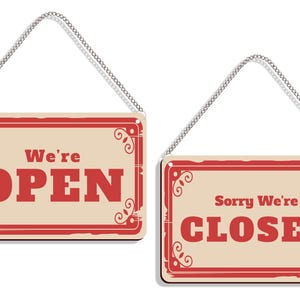 Double-Sided Open Closed Sign for Business - Wooden Front Door Entryway Decor Plaque, Open Closed Sign For Business, Door Hanging Sign