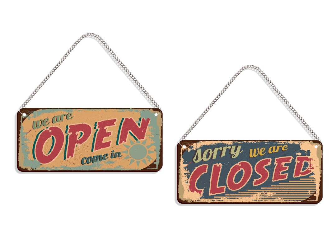 Vintage Look Open Closed Sign: Double Sided Wooden Business Sign - Etsy