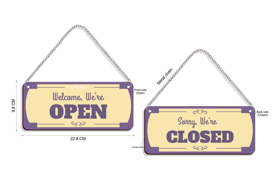 Open Closed Sign for Business Vintage Open Closed Sign Board for Shop ...