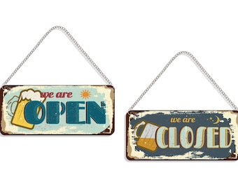 Open Closed Sign Board for Shop | Vintage Look Open Closed Sign | Open ...