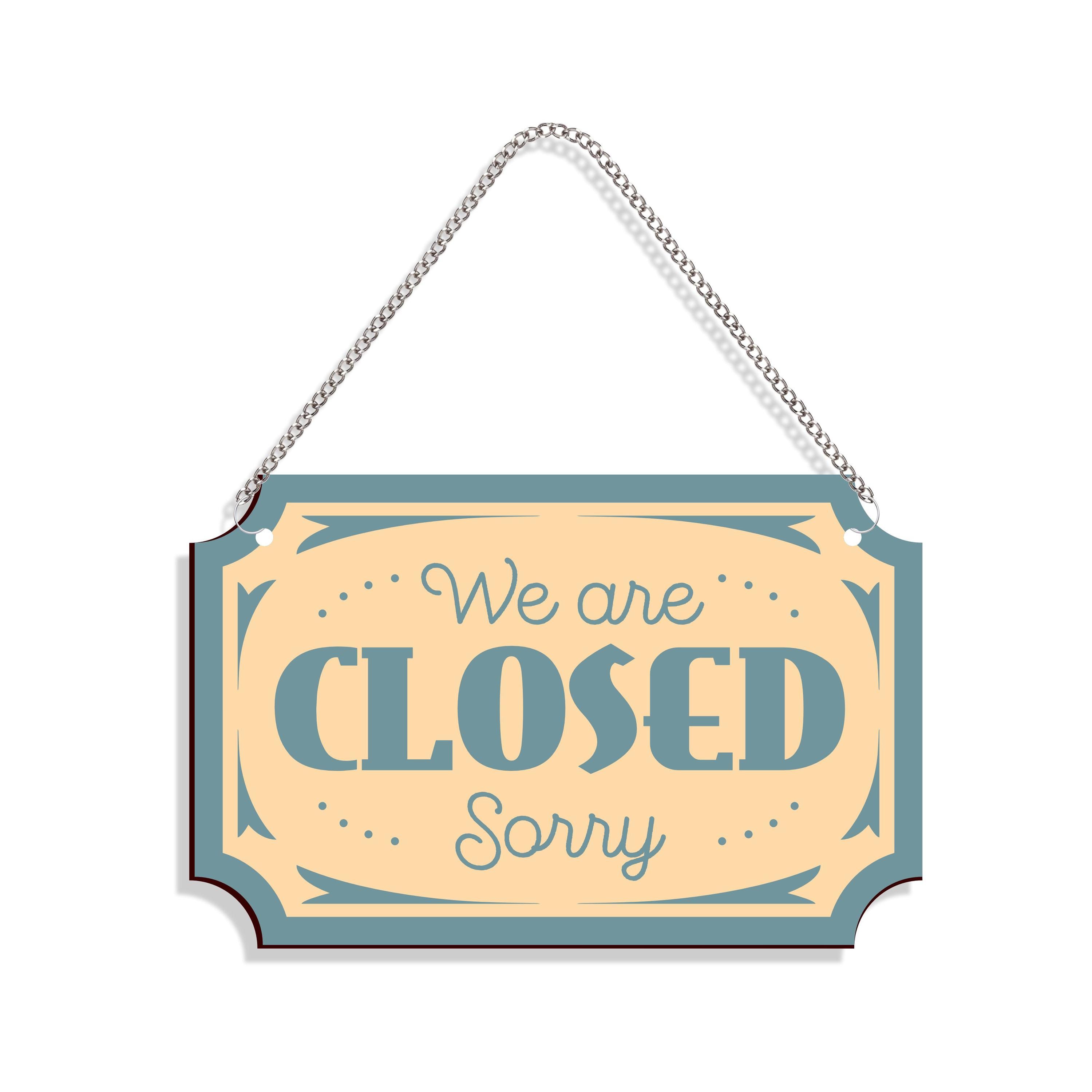 Wooden Double Sided Open-closed Sign With Metal Chain, Open Closed Sign ...