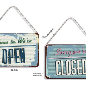 Vintage Look Open Closed Sign Board for Shop, Open Closed Sign for ...