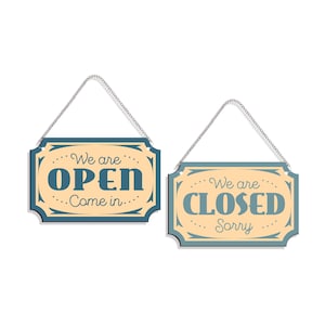 Wooden Double Sided Open-Closed Sign With Metal Chain, Open Closed Sign Board for Shop, Open-Close Sign, Open Close Board for Business