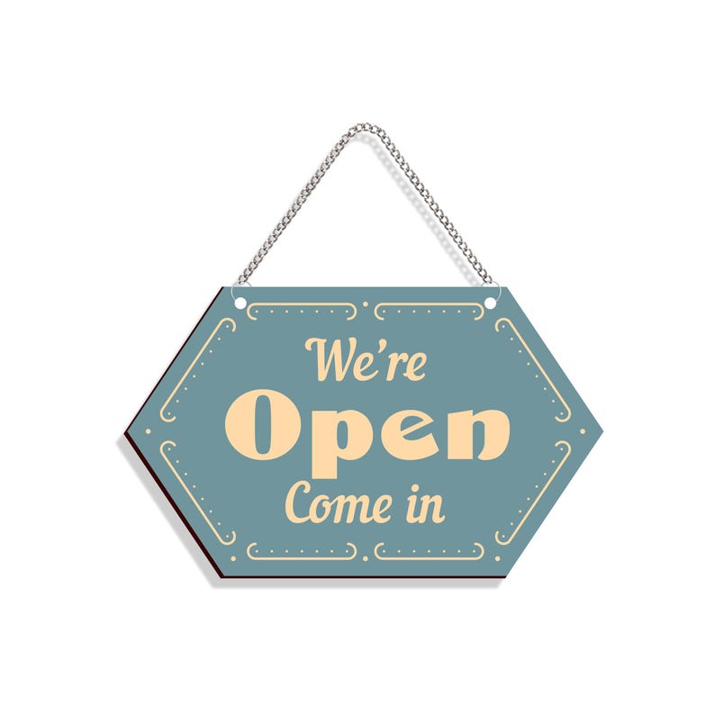 Wooden Double Sided Open-closed Sign With Metal Chain, Open Closed Sign ...