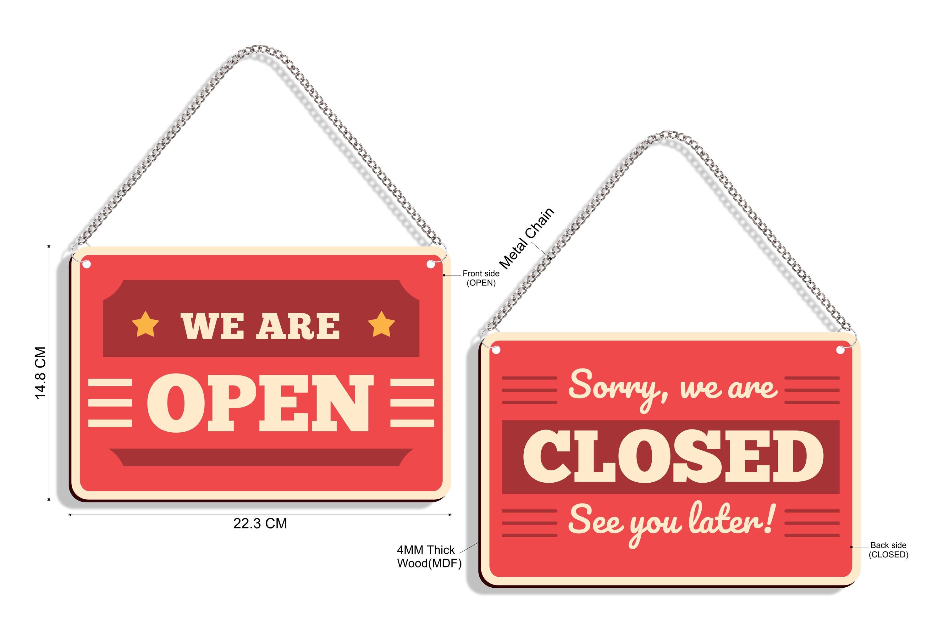 Double Sided Open Closed Sign: Wooden Shop Decor - Etsy