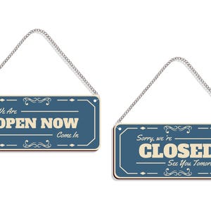 Wooden Double Side Open Close Sign Board | Open Closed Sign for Business | Vintage Open Closed Sign Board for Shop | Open Closed Sign