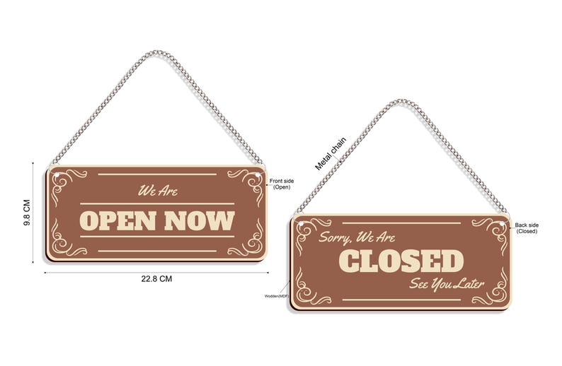 Wooden Double Side Open Close Sign Board | Open Closed Sign for ...