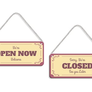 Open Closed Sign for Business | Vintage Open Closed Sign Board for Shop | Open Closed Sign | Wooden Open Close Sign board