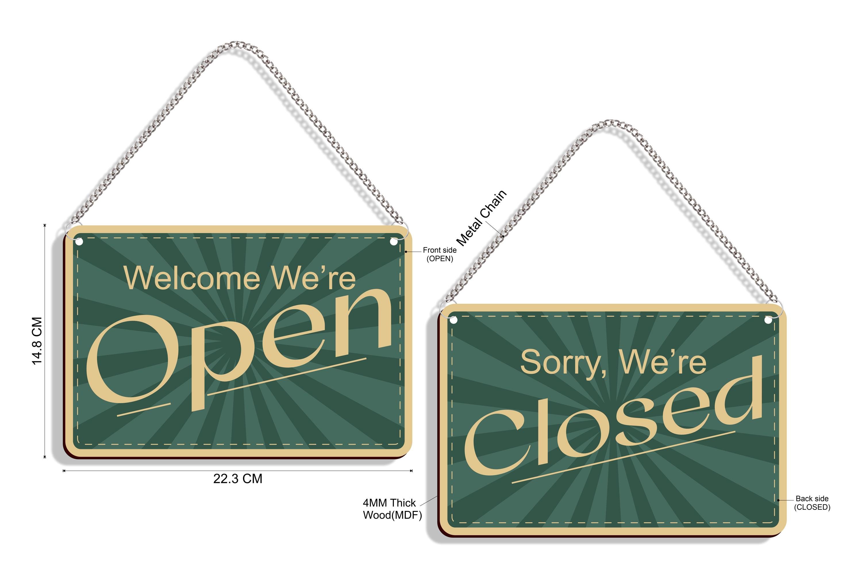 USA CLOSED看板 Buy Double Sided Wooden Open Closed Sign: Business Decor (14.8 X