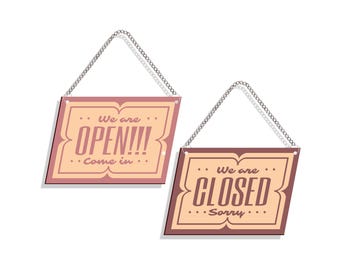 Double-Sided Open Closed Sign: Wooden Business Shop Sign