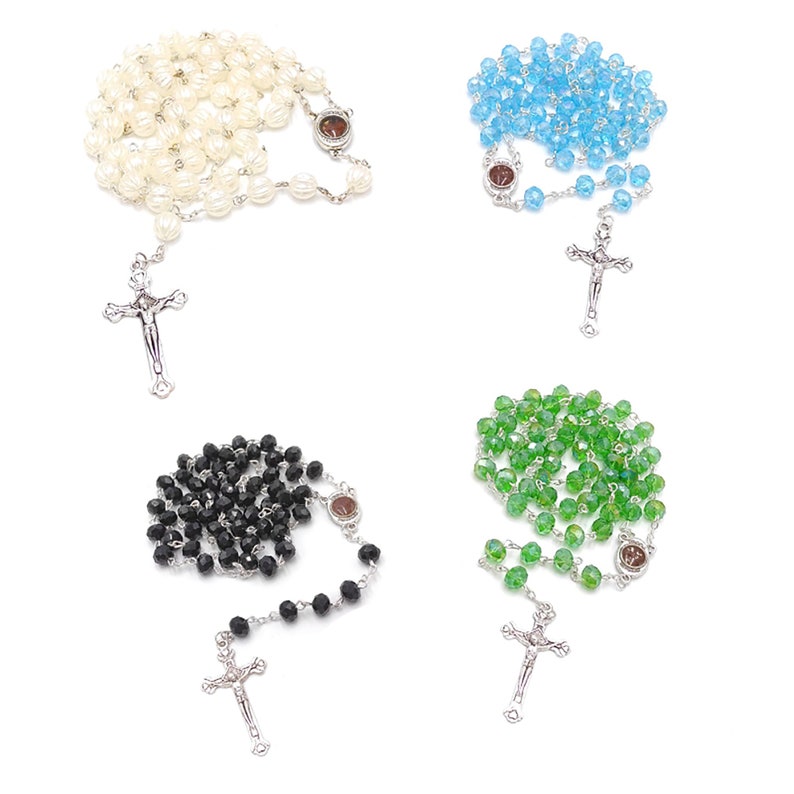 Catholic Crystal Rosary White Color Beads Handmade in - Etsy