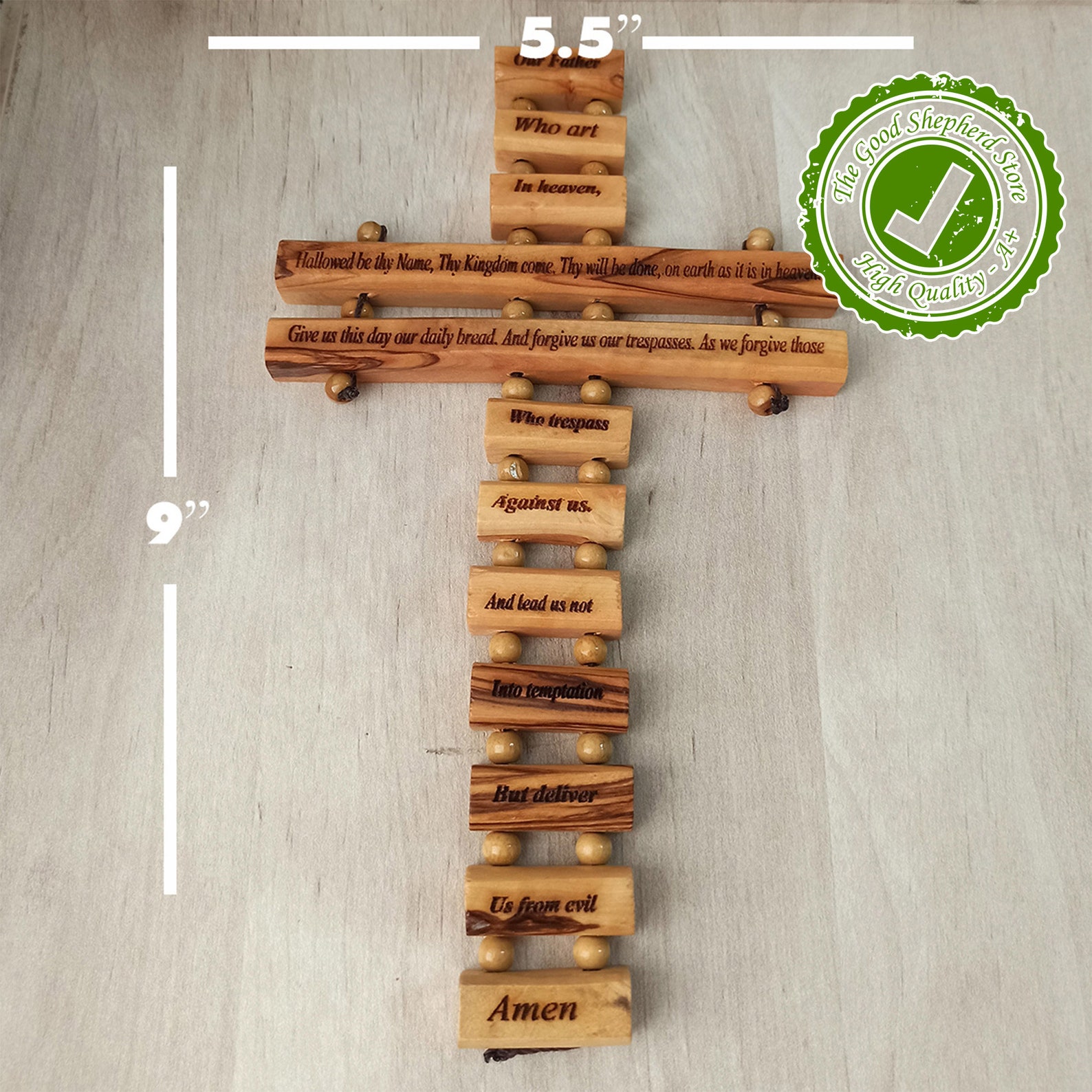 Our Lord's Prayer Wall Cross Our Father Olive Wood Etsy