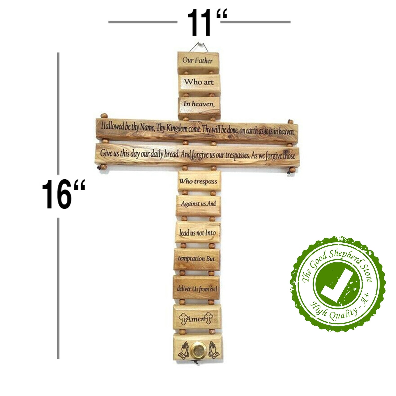 Our Lord's Prayer Wall Cross Our Father Olive Wood Etsy