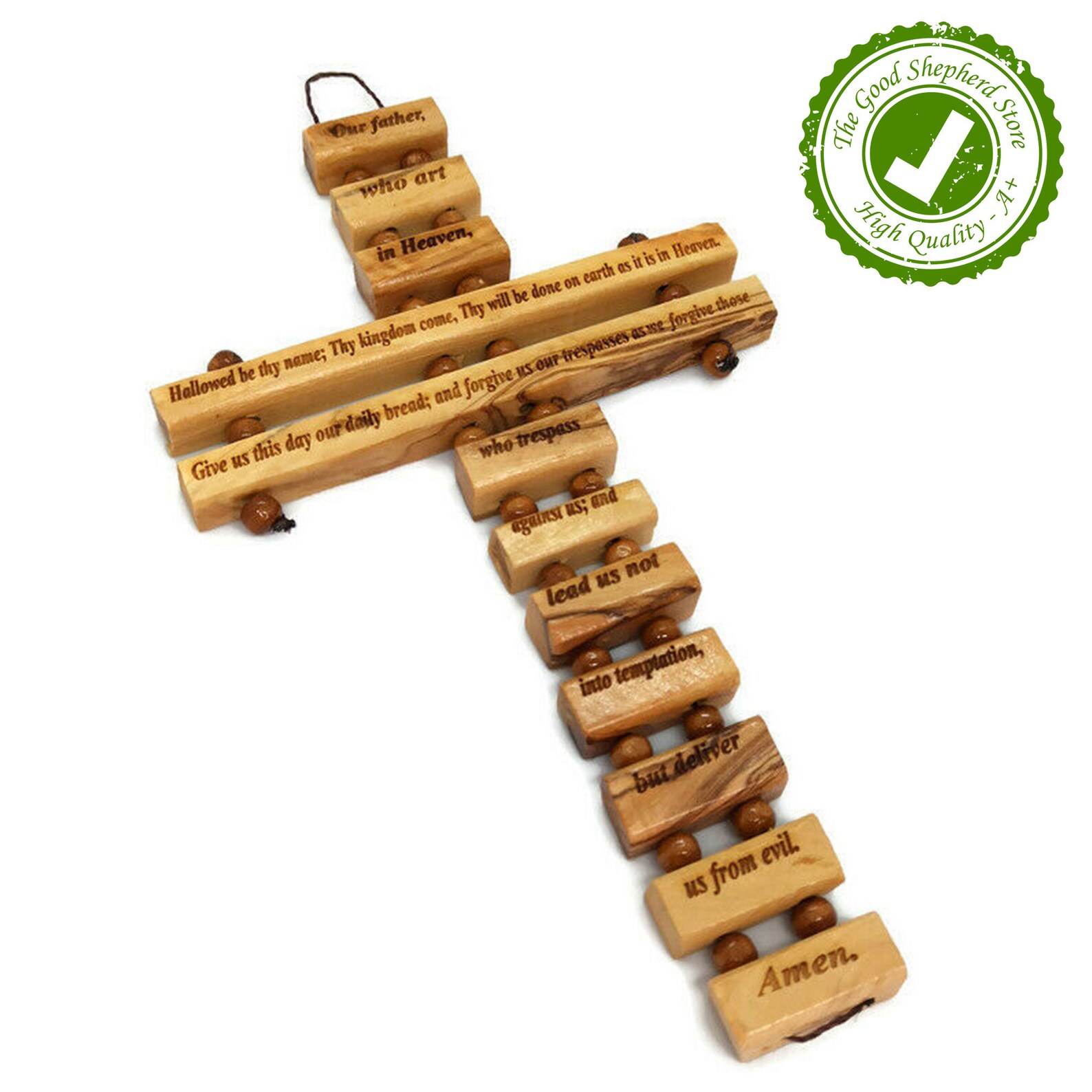 Our Lord's Prayer Wall Cross Our Father Olive Wood Etsy