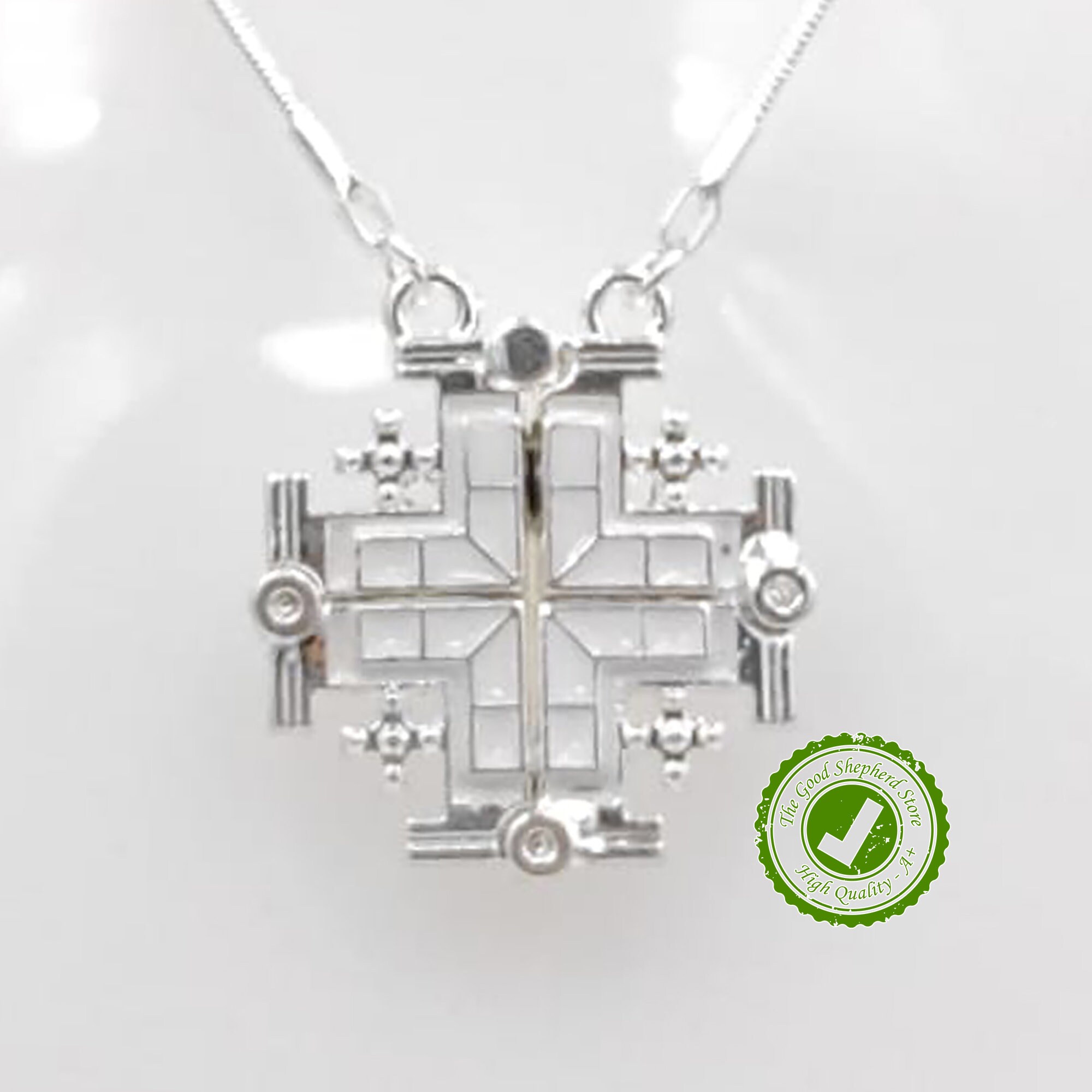 925 Jerusalem Cross Silver Open Necklace Pendant From the Holy Etsy UK
