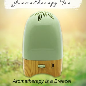 Essential Breeze® Aromatherapy Fan Diffuse Essential Oils with No Water or Heat | Green and Bamboo | Heat Free Fragrance Diffusion