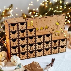 Wooden Advent Calendar With Drawers For Kids Teens Adult Christmas Home Decoration 2025 Christian Nativity Scene Baby Toddler Gift