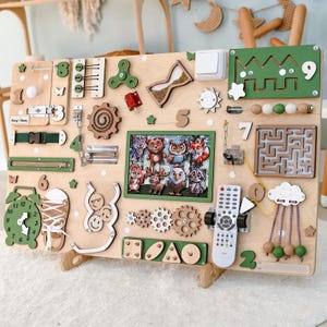 Grande planche occupée pour tout-petits pour 1 2 3 ans pour bébé garçon fille Noël 1er anniversaire, jouets Montessori, planches d'activités sensorielles Busyboard