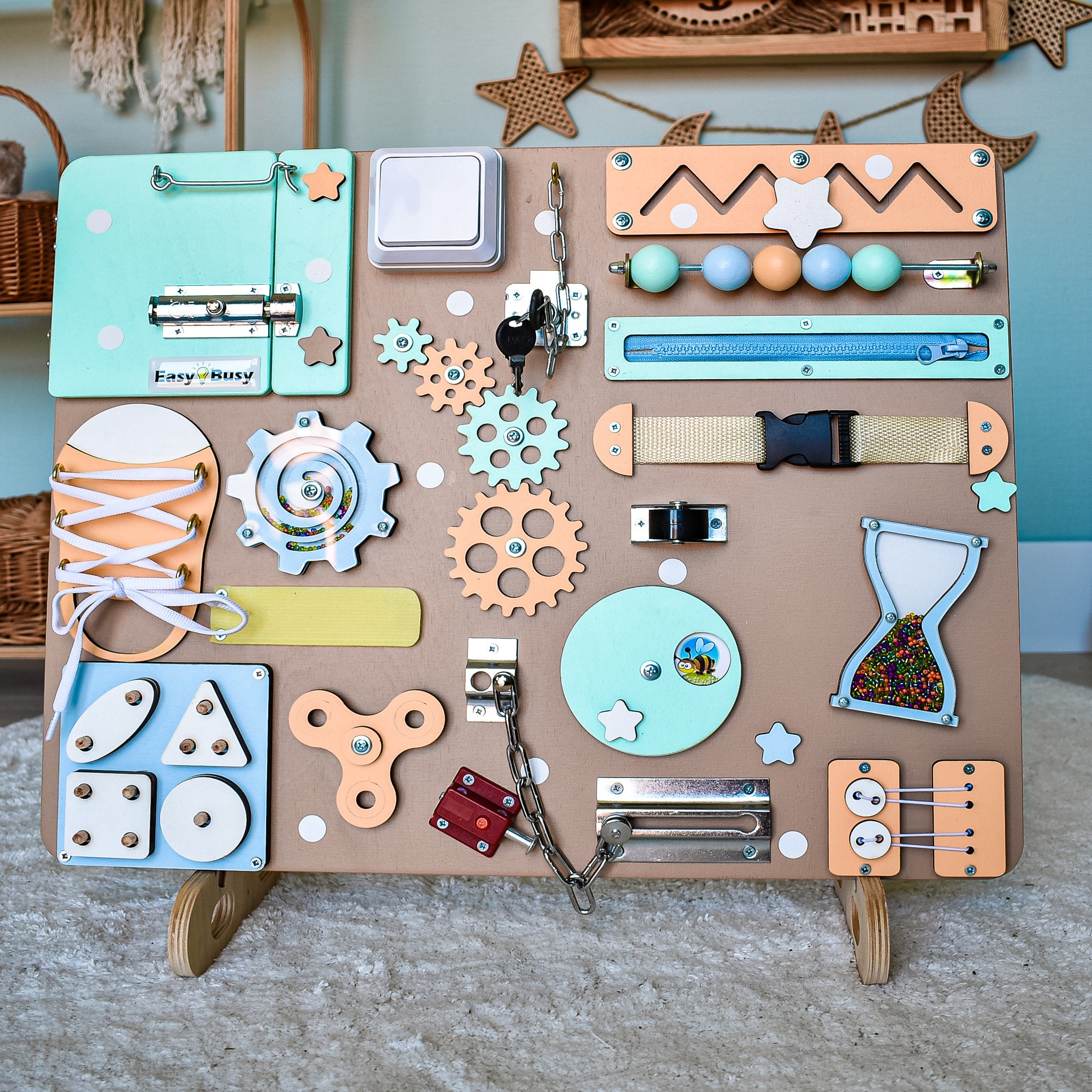 Toddler Learning Wall Panel Large Wooden Activity Wall Board ...