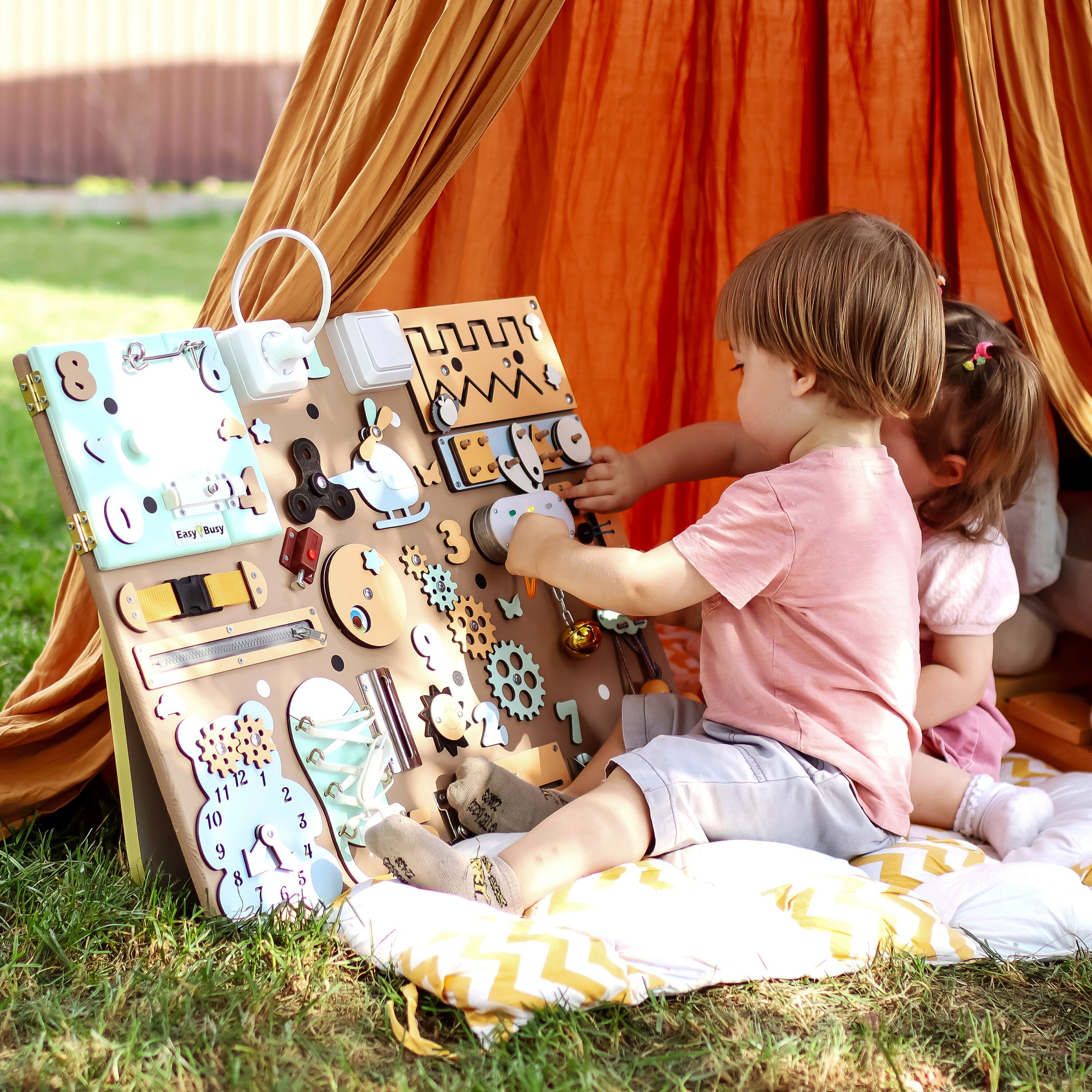 Perfk Busy Board Material – Feinmotorik Lernspielzeug Für Kinder, Aus Holz, Geometrisch