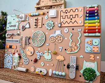 Gepersonaliseerd druk bord Montessorispeelgoed, borden voor zintuiglijke activiteiten 1e verjaardag kerstcadeau peuter, wandbord babyjongen meisje