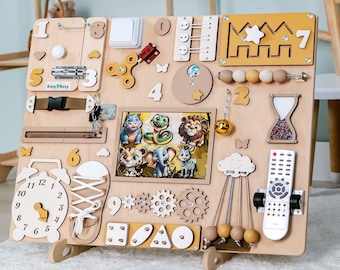 Magnetisch druk bord zintuiglijk Monessori-speelgoed voor peuter, onderdelen activiteitenborden, gepersonaliseerd houten speelgoed, cadeau babyjongen meisje, eerste verjaardag